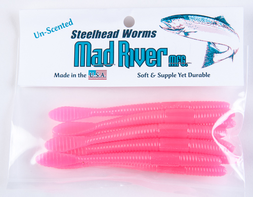 Unscented Steelhead Worms: Fluorscent Pink