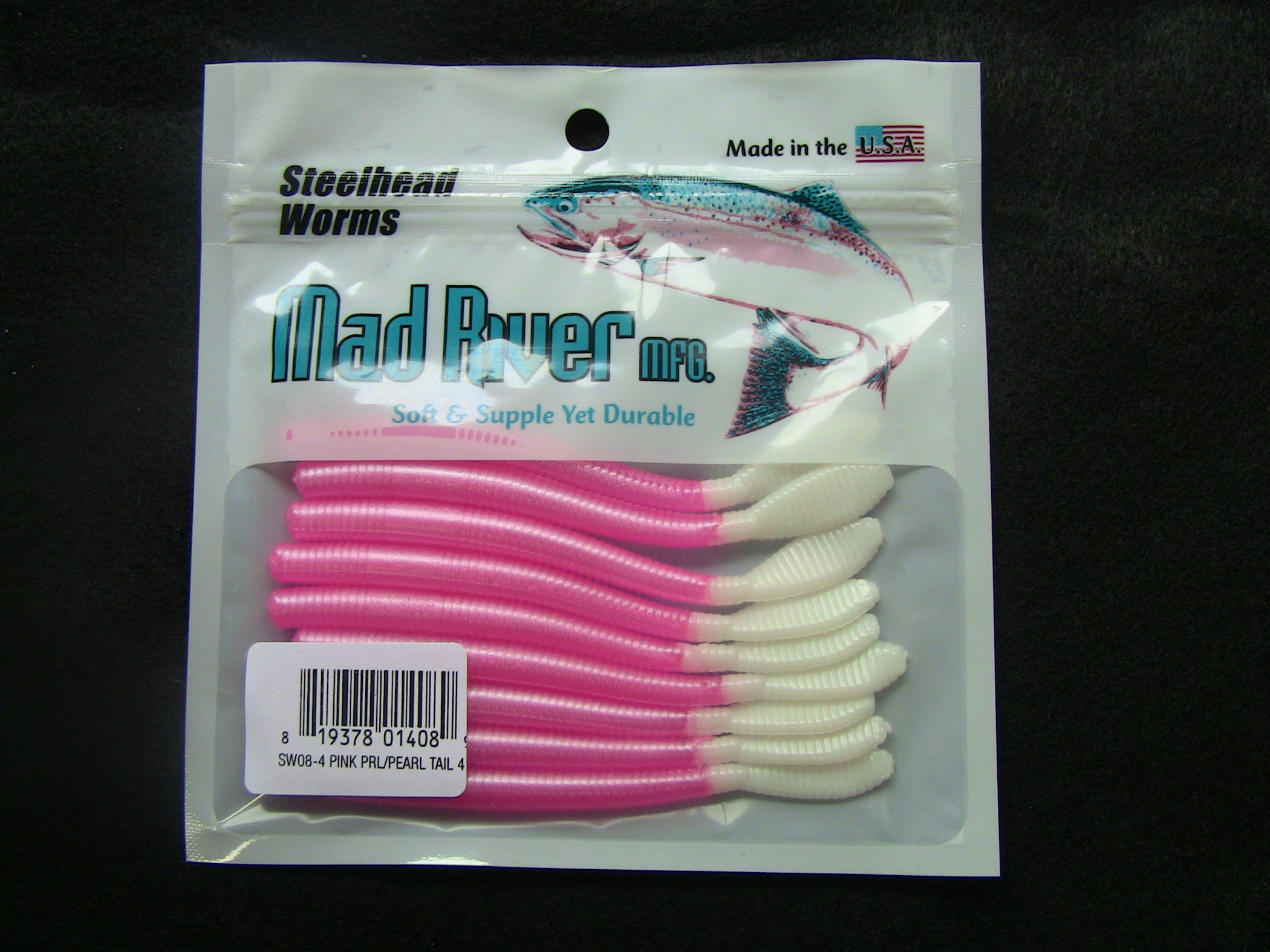 Steelhead Worms: Pink Pearl/Pearl Tail